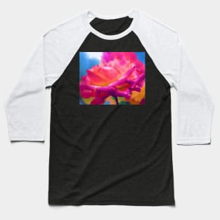 Soft Rose Bloom In Pink and Orange Baseball T-Shirt